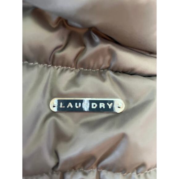 Laundry by Shelli Segal Quilted Pillow Collar Puffer Coat in Taupe Size Med - Picture 10 of 16